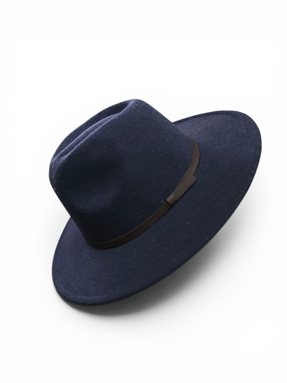 Good Fellow Unisex Wide Brim Felt Fedora Hat in Deep Navy with Black Band